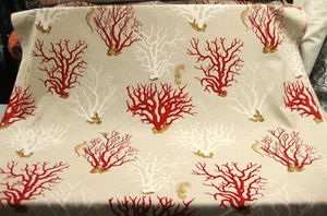 Tela para cortinas de tapicería Vilber Textiles OCEAN CORAL SEAHORSE 56" W - Imagen 1 de 5