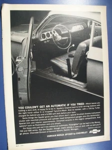 1964 Chevy CORVAIR Monza Spyder mid-size-mag car ad-couldn't get auto if you try - Picture 1 of 1