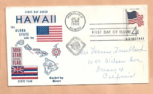 HAWAII FDC 4 DE JULIO 1960 HONOLULU HI BRUCE CACHET CUBIERTA DE COLECCIÓN = - Imagen 1 de 1