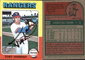 Toby Harrah Signed 1975 Topps #131 Card Texas Rangers Auto AU
