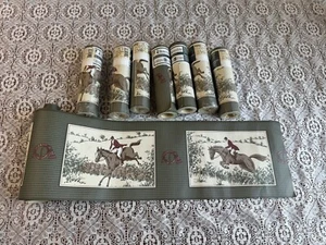 Lot Of 8 Cambridge Equestrian English Horse Rider Wallpaper Border Rolls 40 Yds - Picture 1 of 10