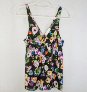 Oscar De La Renta Pink Label Cami Top Floral Size M Medium Brown Base Elastic - Picture 1 of 8