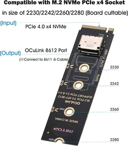 Adattatore da NVMe a SFF-8612, NVMe PCIe 4.0 x4 a OCuLink SFF-8611 4i per eGPU, SSD - Foto 1 di 7