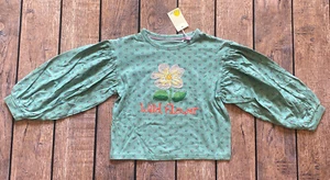 Girl’s Size 7-8 Years Mini Boden Blue Wild Flower Floral Balloon Sleeve Top - Picture 1 of 1