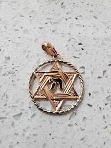Colgante Magen David Multitono Oro 14k con Diamantes 4,9gr - Imagen 1 de 3