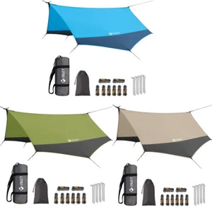 VILLEY Waterproof Camping Tarp Hammock Tent 13x11.5ft Rain Fly Heptagonal - Picture 1 of 13