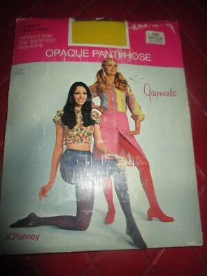 GAYMODE Vintage BRIGHT YELLOW Nylon SEAMLESS PANTYHOSE - 1970's - Size Long - Image 1 of 2