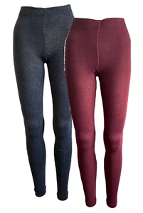 Damen Legging Rippstrick Grau Rot Gr. 36/38 40/42 44/46 - Picture 1 of 3