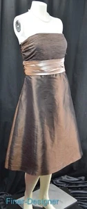 Bill Levkoff Bridesmaid dress RN#82955 Short crinkle taffeta strapless tie 8 NEW - Picture 1 of 8