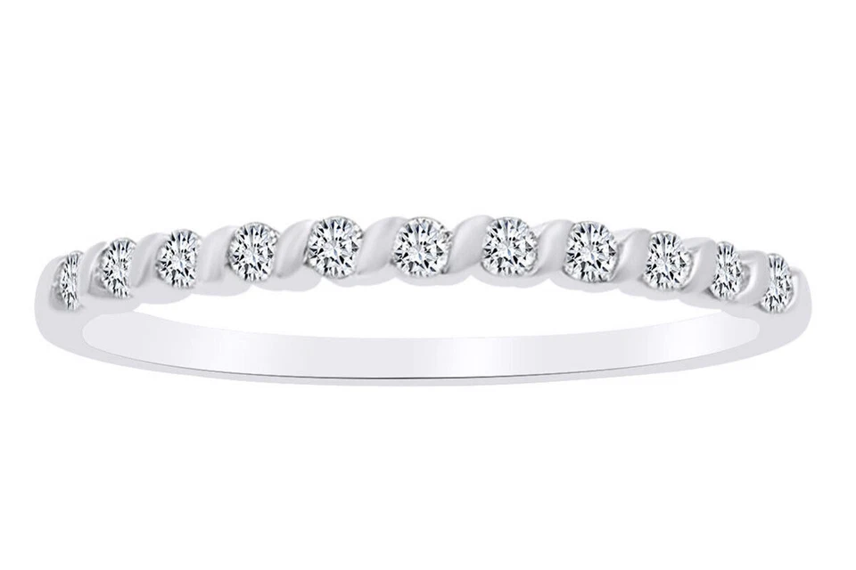 0.16 CTW  Shape White Natural Diamond Anniversary Band Ring 10k Solid Gold - Image 1 of 1