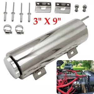 Universal 3"X 9" Polished Stainless Steel Radiator Coolant 32 OZ Overflow Tank - Picture 1 of 12