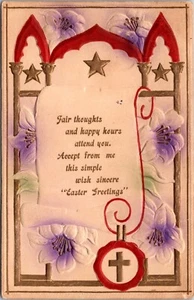 Easter Greetings Embossed Hand-Tinted Postcard - Picture 1 of 2