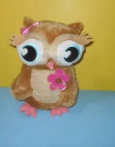 Mochila Cartera Peluche Rosa Flor Pecho Tostado y Rosa Corazón Ojos Búho Niños  - Imagen 1 de 2