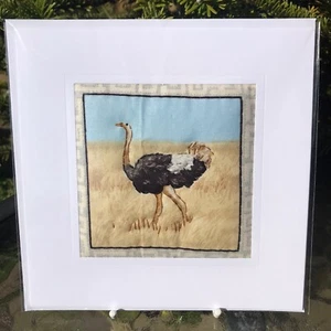Hand Quilted Stitched Cards Birthday Thank Thinking Of You Wild Ostrich Sewn - Picture 1 of 1