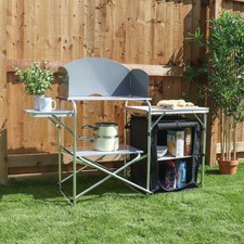 CAMPING KITCHEN UNIT STAND TABLE CUPBOARD SHELVES OUTDOOR COOKING HOB STOVE WIDO