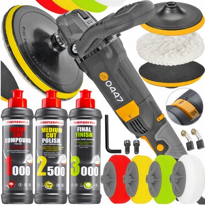 MAJSTER POLSKA Poliermaschine 2600W Auto Polierer + 4 Schwämme + Menzerna Politur Set