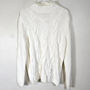 Hope & Henry Zopfmuster Pullover Damen XL Creme Bio Baumwolle Classic Preppy - Bild 1 von 7