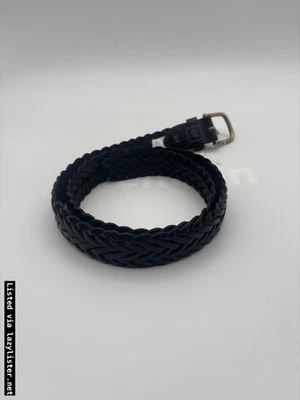 Cinturón de cuero de vaca trenzado negro GAP para mujer 32W hebilla de latón nuevo con etiquetas Foto 1 de 4
