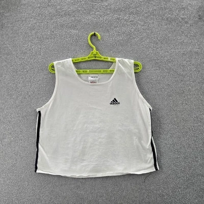 Camiseta sin mangas Adidas para mujer XL blanca ropa deportiva logotipo sin mangas Y2K Foto 1 de 4