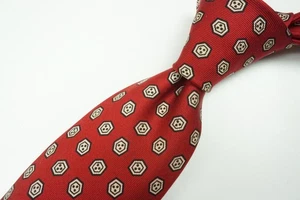 Cesare Attolini Scarlet Beige Geometric 100% Silk Tie BRAND NEW - Picture 1 of 7