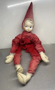 Ancienne grande poupée lutin pliable posable visage plastique - Photo 1/9