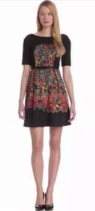 Plenty by Tracy Reese Rainbow Watercolors Apron Dress Black Multi Pockets Art 10 - Picture 1 of 13