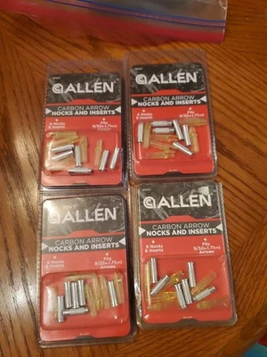 4 Packs ALLEN Carbon Arrow Nocks & Inserts For 9/32" Arrows   Bow Hunting - Image 1 of 2