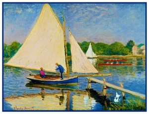 Barcos Navegando en Argenteuil Impresionista Monet Contado Punto de Cruz Patrón - Imagen 1 de 4