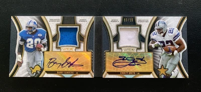 Topps Supreme 2015 doble camiseta libro automático Barry Sanders Emmitt Smith/15 folleto Foto 1 de 4