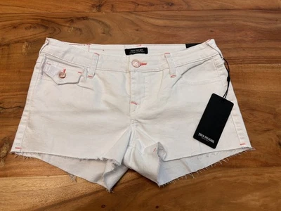 True Religion Women's Joey Cut-Off Low Rise Flap Optic White Shorts Size 28 NWT - Image 1 of 4