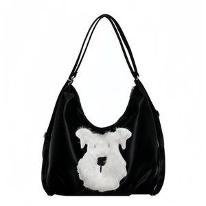 Women's Silk Luster PU Leather Shoulder Bag Hobo Tote Backpack with Cute Furr... - Picture 1 of 8