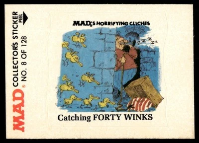 1983 MAD Magazine Collectors Sticker Fleer Catching FORTY WINKS VTG #8 - Image 1 of 2