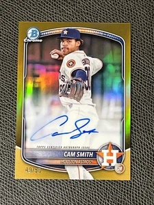 Cam Smith Auto /50 True Gold Refractor 2025 Bowman Chrome CPA-CSM Houston Astros - Picture 1 of 6