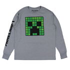 Minecraft Boys' Creeper Face Gaming Character Long-Sleeve T-Shirt, M 10/12
