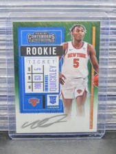 2020-21 Contenders Premium Immanuel Quickley Green Shimmer Prizm SP Auto RC #114