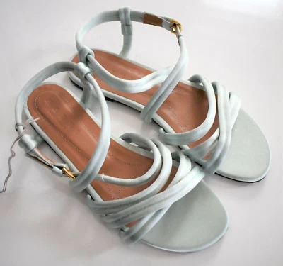 Nuevas Sandalias Planas Auténticas MARNI Verde Salvia Satén CORREAS EUR-40 US-10 Foto 1 de 4