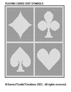 PLAYING CARDS SUIT SYMBOLS ­- Filet Crochet Pattern