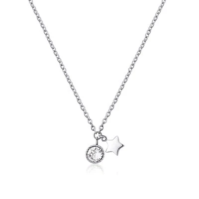 Collana girocollo in acciaio 316L con pendente a forma di stella e cristallo - Immagine 1 di 4