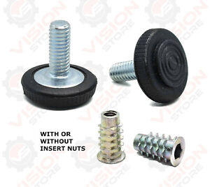 ADJUSTABLE FURNITURE FEET M6 - M10 SCREWS LEVELING FOOT WITH WITHOUT INSERT NUTS
