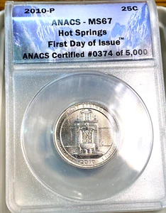 2010-P Hot Springs Washington Quarter ANACS MS67 White Best Price on Ebay* CHRC - Picture 1 of 2