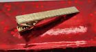 VINTAGE Anson TIE BAR CLIP CLASP STAY Gold Tone Carved Textured Grooved Long Bar
