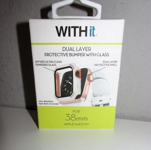 WITHit Dual Layer Protective Bumper with Glass for 38mm Apple Watch-  NEW IN BOX - Zdjęcie 1 z 3
