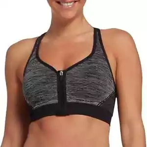 Reggiseno sportivo nuovo con etichette DSG donna senza cuciture con cerniera anteriore taglia S bianco spazioso/nero nero $30 P137 - Foto 1 di 3