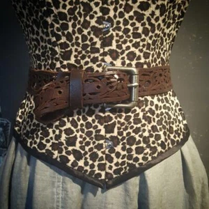 Leopard Print Velvet Overbust Steel Boned Lined Corset~Size 26" - Picture 1 of 8