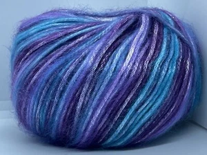 Picasso #64623 Ice 50g 125y Fuzzy Shiny Yarn Blues Lilac Grape Purple 50gr 125yd - Picture 1 of 8