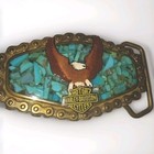 Vintage Western Turquoise Harley-Davidson Buckle /Chain 