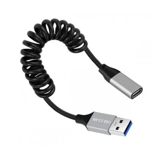 USB 3.0 Type A to USB C Coiled Data Cable | Male to Female | 1m - Picture 1 of 8