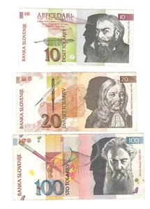 SLOVENIA Lotto 3 Banconote 10, 20, 100 Tolarjev - Picture 1 of 1