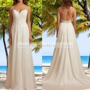 Custom Strapless Beach Lace Adorn Ruffled Wedding Dress Bridal Debutante Ball - Picture 1 of 7