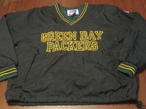 VINTAGE Green Bay Packers Windbreaker Men's Medium Black